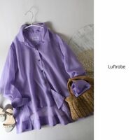 超美品☆ルフトローブ Luftrobe☆洗える シアーカラーシャツ 9サイズ 日本製☆C-K 2880