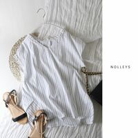 ノーリーズ NOLLEYS☆洗える ストライプ タックブラウス 36サイズ☆E-M 5539