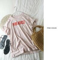 新品☆ピンクハウス PINK HOUSE☆洗える 綿100% オーバーサイズ ロゴプリントTシャツ 日本製☆A-O 3289