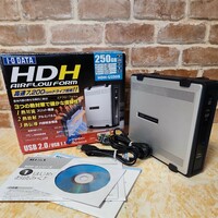 アイオーデータ 外付型ハードディスク エアフローフォルム 250GB [HDH-U250S] IODATA HDD DATA USB 外付け　動作品