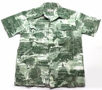 cushman (クッシュマン) Picture Print Aloha Shirts / ピクチャープリント アロハシャツ Lot 25685 美品 グリーン size M