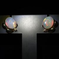 ◆K18(750) 天然ホワイトオパール/天然ダイヤモンド ピアス◆M● 約3.5g opal diamond ジュエリー jewelry pierce earring EB2/EB2