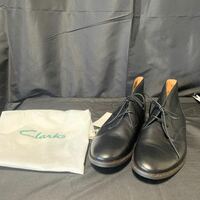 Clarks クラークス 16501 チャッカブーツ ブラック UK9 27㎝ メンズ レザー ブーツ 保存袋付き デザートブーツ レザーシューズ 