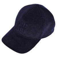 極美品 ミュウミュウ miumiu 2023 キャップ 帽子 ロゴ コーデュロイ レディース イタリア製 S(57cm) ネイビー cf05os-rm05f10177