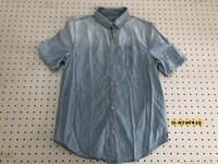 GAP ギャップ レディース 胸ポケット付き デニム 半袖シャツ 小さいサイズ XXS 水色
