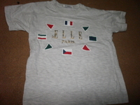 ELLE PARIS エル 半袖Tシャツ 男女兼用 100 グレー ロゴ　国旗