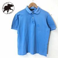 G241-F◆ old ◆ イタリア製 ◆ Hunting World ハンティングワールド 半袖ポロシャツ Tシャツ ◆ sizeM コットン100 ブルー 古着 メンズ