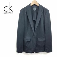G1916-J◆良品 Calvin Klein カルバンクライン テーラードジャケット◆ブラック サイズ4 レディース 背抜き サイズ4 上着 トップス 麻34%