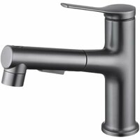 洗面蛇口 噴水機能付き 浴室用水栓 洗面 洗髪用 混合水栓 ホース引出し式 シングルレバー混合栓