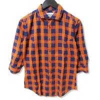 Vivienne Westwood MAN ヴィヴィアンウエストウッド 七分袖チェックシャツ セミワイドカラー 日本製 オレンジ 44 27105913