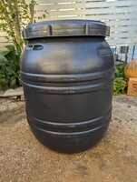 雨水タンク150L黒幅広型、メダカ、園芸、ぼかし肥料容器、水タンク、送料込み