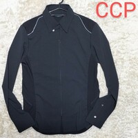 【美品★】Lサイズ CCP シャツ型サイクルジャケット/黒◆ストレッチ生地☆シーシーピー (4101)