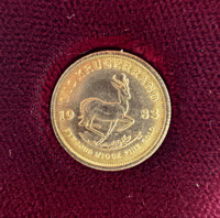クルーガーランド金貨 1983年 南アフリカ共和国 1/10oz K22 3.4g 22金 外国 コイン ケース付き