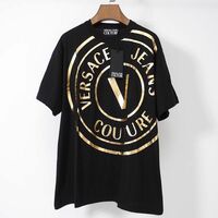 4-YD048 【未使用】ヴェルサーチ Versace ロゴ Tシャツ カットソー ブラック XL メンズ
