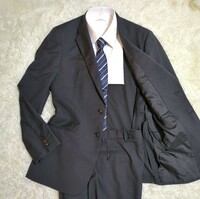 高級ライン 〈GIORGIO〉 ARMANI COLLEZIONI アルマーニ コレツォーニ スーツ セットアップ 大きめ 50 Lサイズ 2B 背抜き ブラック ウール
