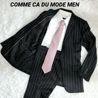 COMME CA DU MODE MEN コムサデモードメン セットアップ 上下 スーツ S ストライプ ビジネス 就活 フォーマル カジュアル 細身　スマート