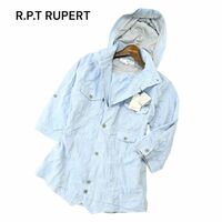 【新品 未使用】 R.P.T RUPERT ルパート 麻 リネン混 7分袖 フーディー シャンブレー ワーク シャツ パーカー Sz.XL　メンズ　A4T04448_4#A