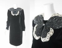 GUCCI ◆ スパンコール装飾 ベロア ワンピース 黒 サイズ38 ドレス パーティー グッチ ◆G051