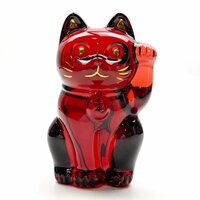 rm) Baccara バカラ まねき猫 クリスタル レッド 置物 インテリア オブジェ ネコ 招き猫 ※中古