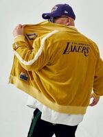 size L 24ss NBA x WDS VELOUR JACKET / ANGELES_LAKERS wind and sea ウィダンシー　イエローロゴ ロサンゼルスレイカーズ