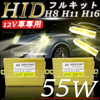 イエローゴールド HIDキット 12V H8 H11 H16 3000k 55W バラスト 明るさUP LEDよりHIDの力強い明るさ ヘッドライト フォグランプ 保証付