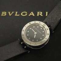 f002 Y2 未使用 BVLGARI ブルガリ B-ZERO1 BZ23SC レディース腕時計 QZ レザーベルト 黒文字盤 保存ケース 電池切れ 長期保管品