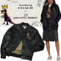 k73 美品 限定 COACH 2020 Jean-Michel Basquiat コーチ バスキア コラボ スタジャン ジャケット ブルゾン サテン ブラック S 正規品