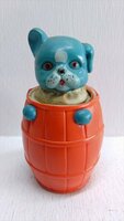 セルロイド 樽に入った犬 昭和レトロ 当時物 ビンテージ フィギュア 人形 動物 雑貨
