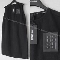 RAF SIMONSラフ シモンズ2022SS Sleeveless denim dress with patch in frontロゴ パッチ クルーネック スリーブレス デニム ワンピース36