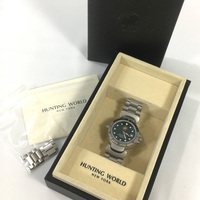 ハンティングワールド WT551 スポーツアバウト グリーン 文字盤 デイト クオーツ メンズ 腕時計 電池交換済 稼働品 HUNTING WORLD