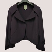  Sybilla / シビラ レディース ショート丈 ワイドカラーデザインジャケット 羽織り 紫系 Lサイズ 日本製 I-3922