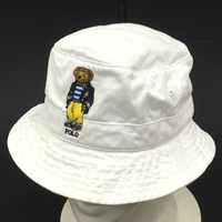 ポロ ラルフローレン サイズS/M ハット テディベア 刺繍 ホワイト 頭囲58cm レディース 帽子 POLO Ralph Lauren