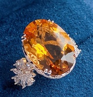 綺麗 高純度 マディラシトリン 指輪 レディース イエロー ダイヤモンド ピカピカ 真の輝く リング アクセサリー フリーサイズ
