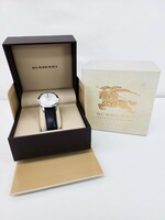 A0029 BURBERRYバーバリーメンズ　クォーツ腕時計デイト　レザーベルト 箱あり美品