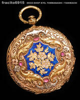 1810年代, Vacheron & Cie・ヴァシュロン!!18K金無垢マルチゴールド・ギョーシェエナメル,真珠,ルビー&エメラルド・圧巻細密彫金装飾時計!!