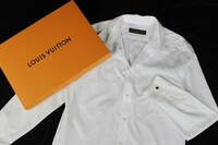 超美品 68 ルイヴィトン 全面モノグラム カッターシャツ ホワイト 長袖 XL　メンズ ヴィトン Yシャツ P526