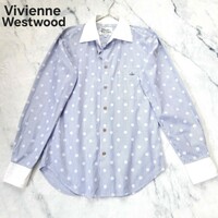 ヴィヴィアンウエストウッド Vivienne Westwood 長袖シャツ 水玉 ストライプ 白襟 ドレスシャツ オシャレ S~M 美品