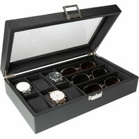 Calife カーボンファイバーPU製 ジュエリーボックス ョンケース 眼鏡・サングラス収納ボッ 高級時計ケース 227