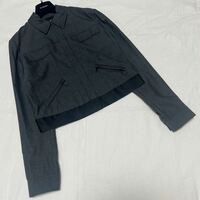 【高級】Calvin Klein カルバンクライン テーラードジャケット デザインジャケット 短丈 黒 ブラック スロバキア製 羊毛 希少