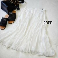 新品 ROPE ロペ　白 ミディスカート♪サイズ38 定価1.6万 プリーツスカート ギャザースカート