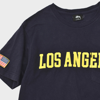 stussy ステューシー 2015ss LOS ANGELES ワールドツアー ポケット Tシャツ ポケT ネイビー size.M