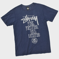 00s～ stussy ステューシー funk fortified... soul satisfied Tシャツ ネイビー size.S ストック