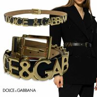 正規品DOLCE&GABBANA ドルチェ&ガッバーナ LOGO BELT 95 レタリング レザーベルト ゴールド バックル ロゴ ブラック 95cm-38INCH