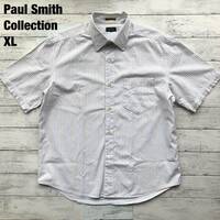 極美品/XL/高級ライン◎ポールスミスコレクション Paul Smith Collection ストライプ 半袖シャツ 柄合わせ胸ポケット メンズ 日本製