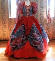 M collectionエムコレクションベルベットの豪華なデザイン高級ウエディングドレス9号Mサイズアンティークドレス赤カラードレス