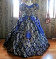 タケミブライダル高級ウエディングドレス9号11号13号M~LLサイズ編上げ調節可能青系カラードレスアンティークドレス舞台衣装