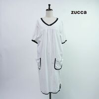 美品 ZUCCa dayz ズッカデイズ Vネックサイドポケットワイドワンピース レディース 白 黒 サイズF*PC936