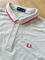 美品　FRED PERRY　フレッドペリー　半袖　ポロシャツ　刺繍ロゴ　グレー　メンズ　XLサイズ　ヒットユニオン　日本製　正規　大きなサイズ