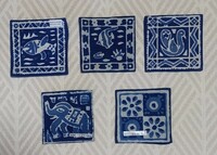 アジアン雑貨 インド製 藍染めプリントコースター ５枚c