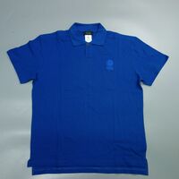 美品 イタリア製 ヴェルサーチ VERSACE CLASSIC V2 ロゴ刺繍 半袖ポロシャツ 青 メンズ L